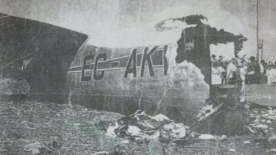 Estado en el que quedó el avión siniestrado donde viajaba el CD Málaga.