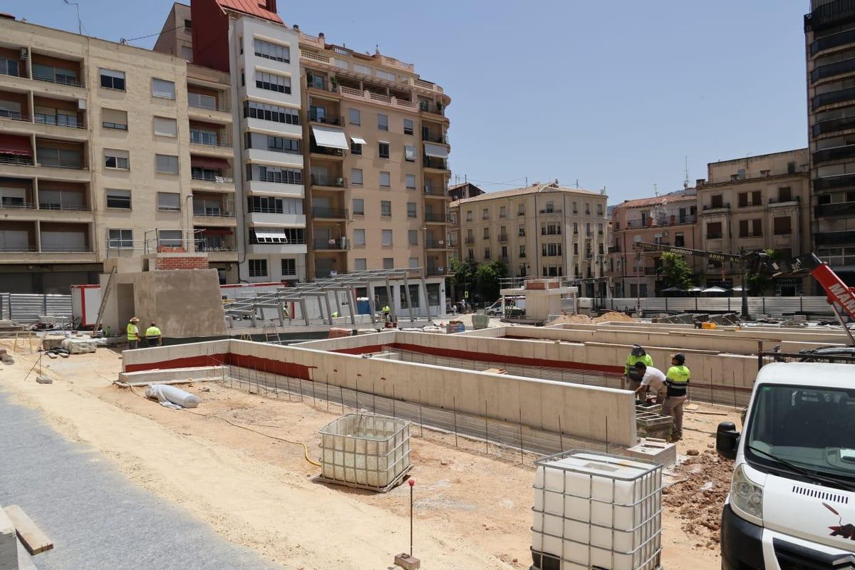 Así están las obras de La Rosaleda, en una imagen de este lunes