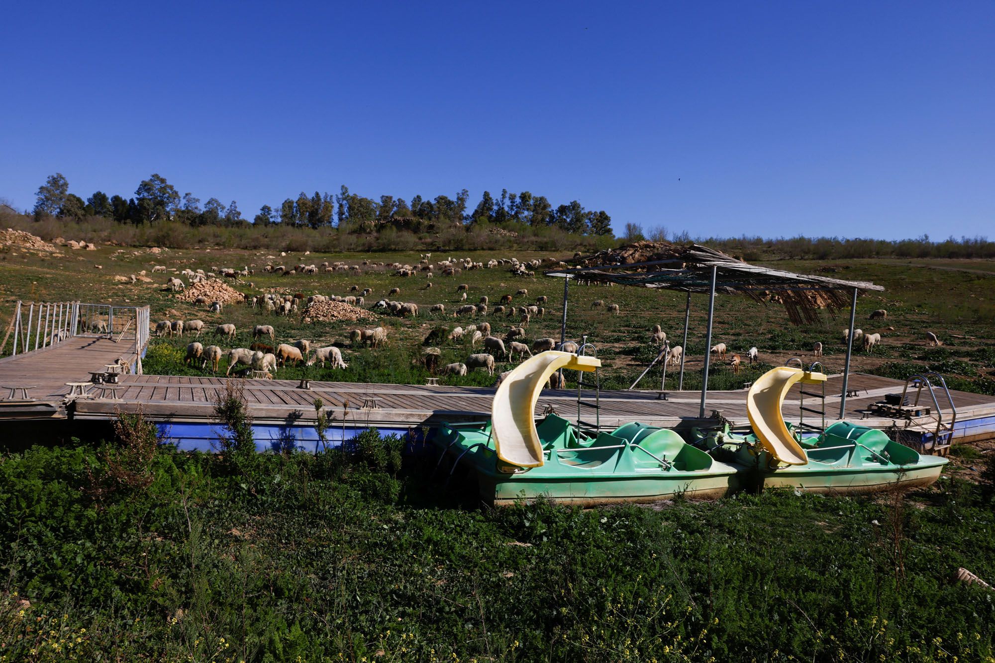 Protesta de ecologistas en el pantano de la Viñuela.