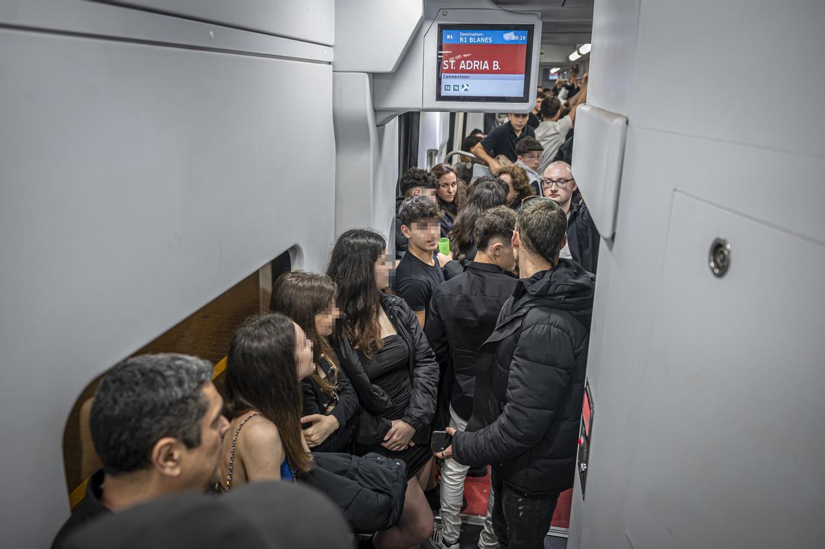 En el tren del botellón a Mataró