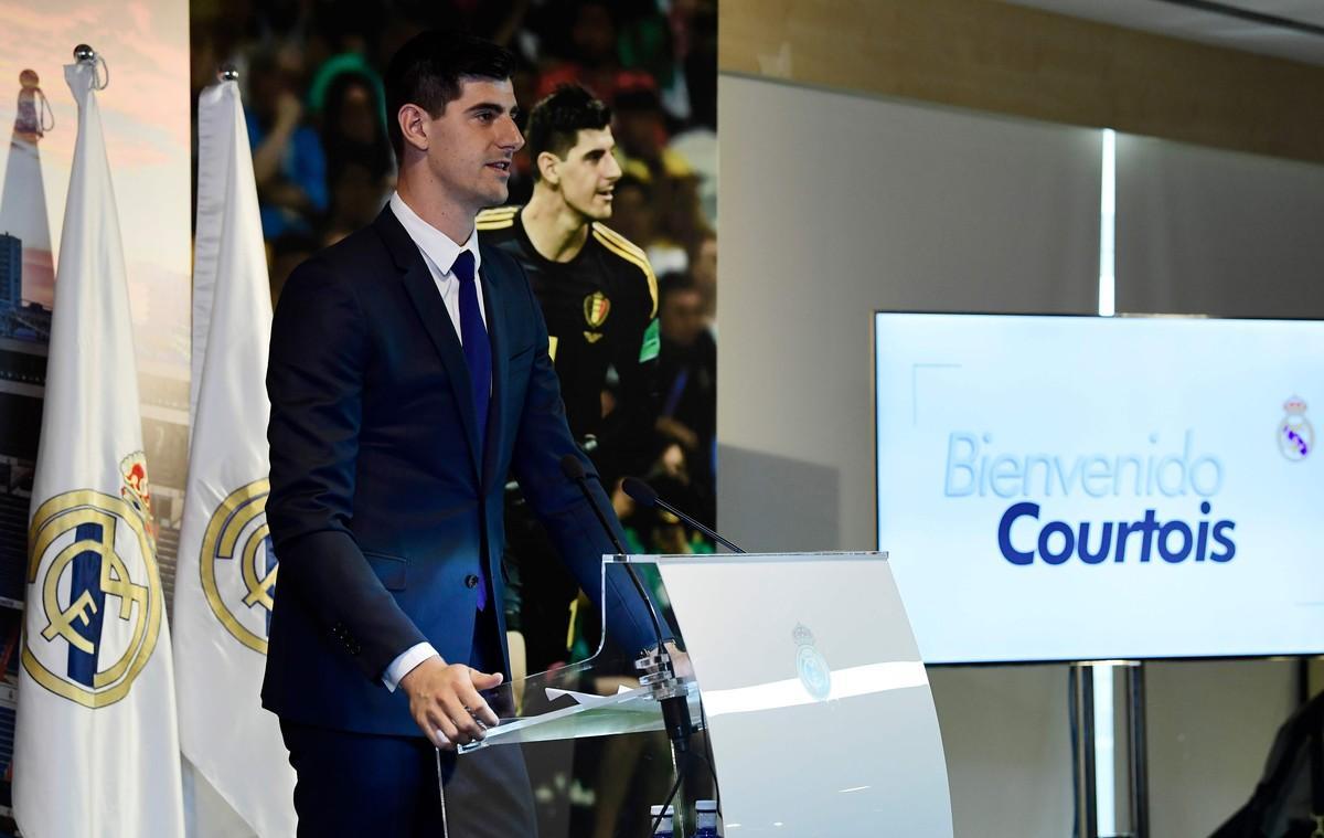 Thibaut Courtois, en la presentación como nuevo futbolista del Madrid.
