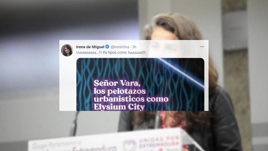 Irene de Miguel critica el proyecto Elysium City de Vara al estilo Shakira: &quot;Espero que no le salpique&quot;
