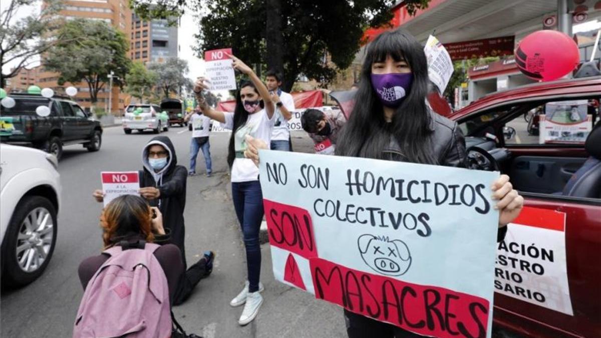 Protesta por las masacres en Colombia.