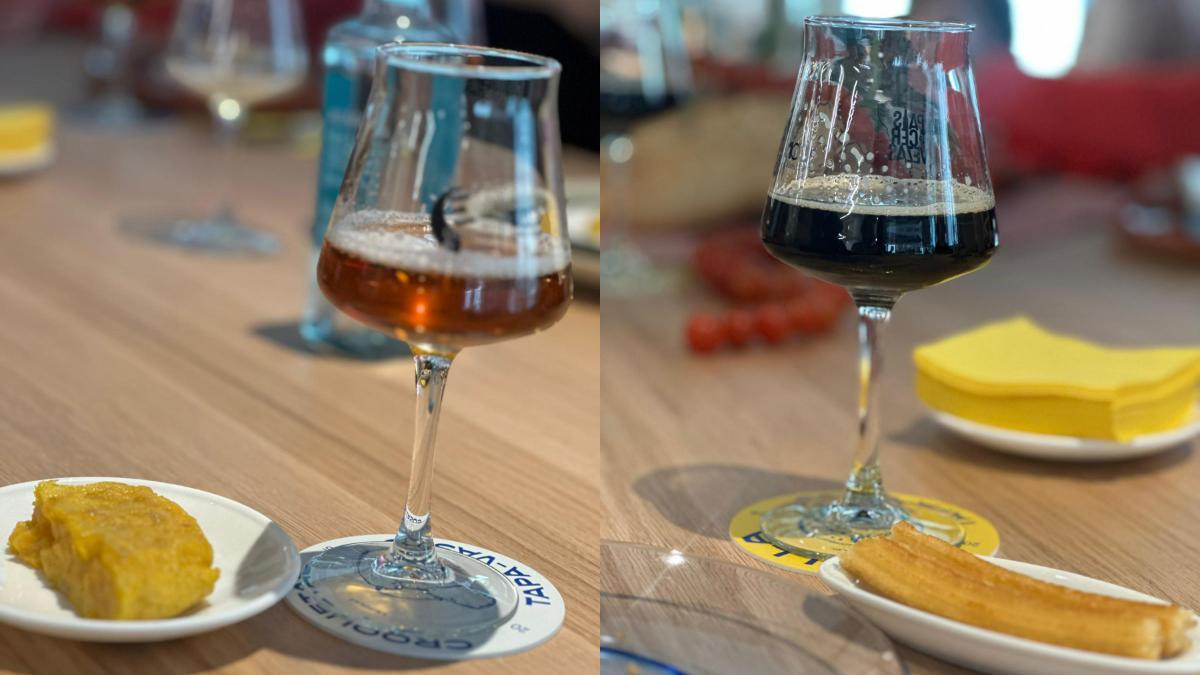 Dos de las tapas maridadas con cerveza en la presentación de la Guía Cerveceros en las oficinas de Glovo.