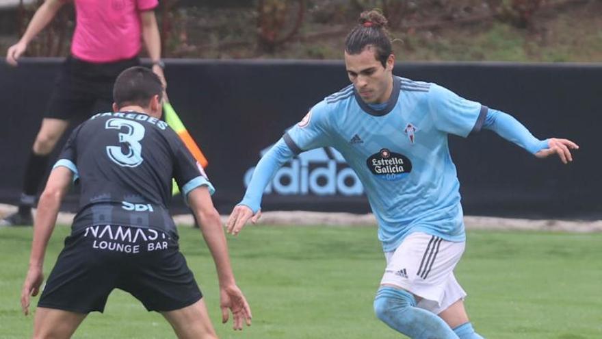 Miguel Rodríguez, en un partido con el Celta B