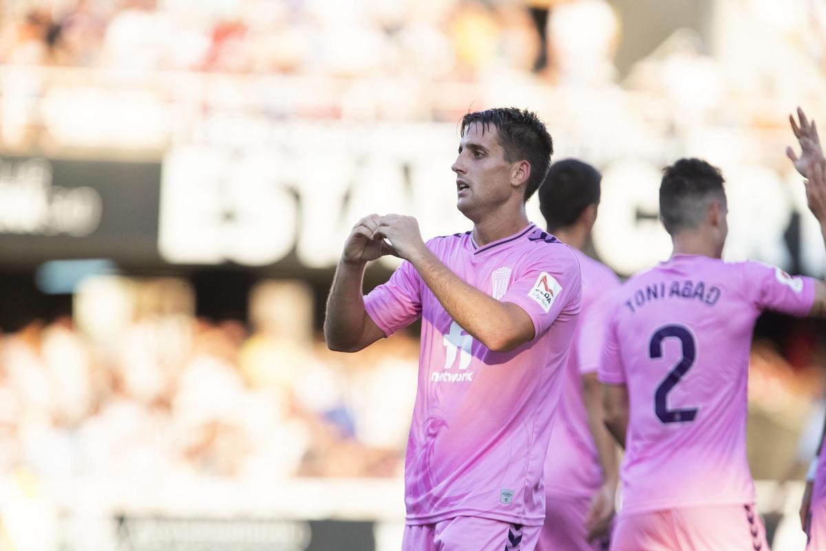 Juanto celebra el gol de la victoria en Cartagena