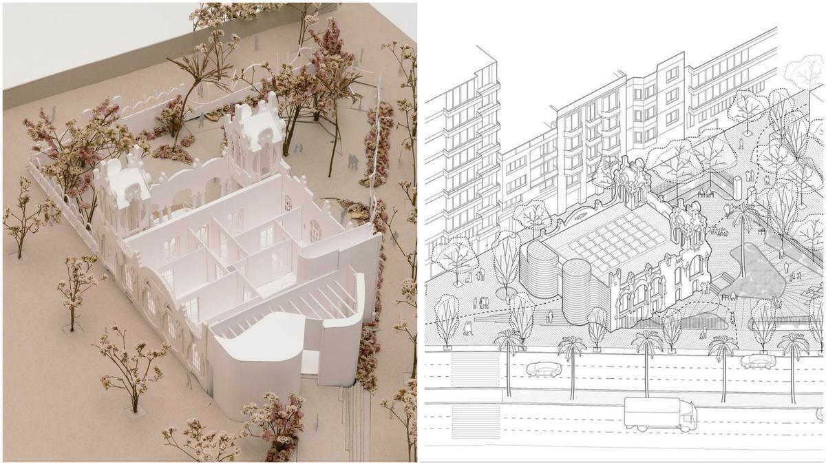 Nueva maqueta versus render inicial de la reforma de la Casa Tosquella de Barcelona