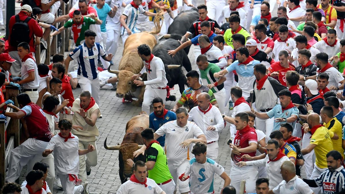 Quinto encierro de San Fermín con toros de Jandilla