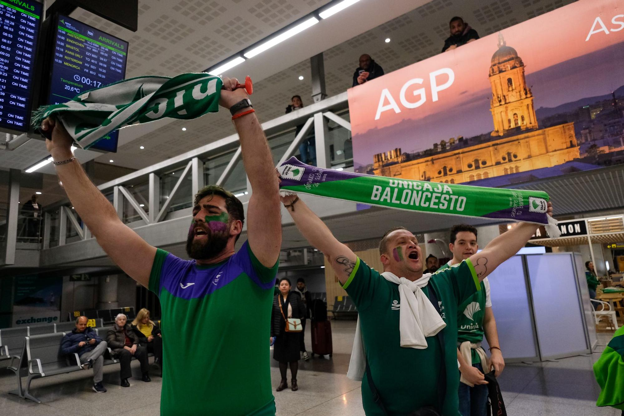 La llegada del Unicaja al aeropuerto de Málaga tras ganar la Copa del Rey