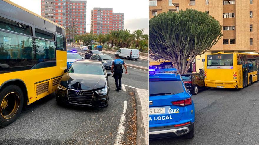 Un conductor ebrio choca contra una guagua en Las Palmas de Gran Canaria