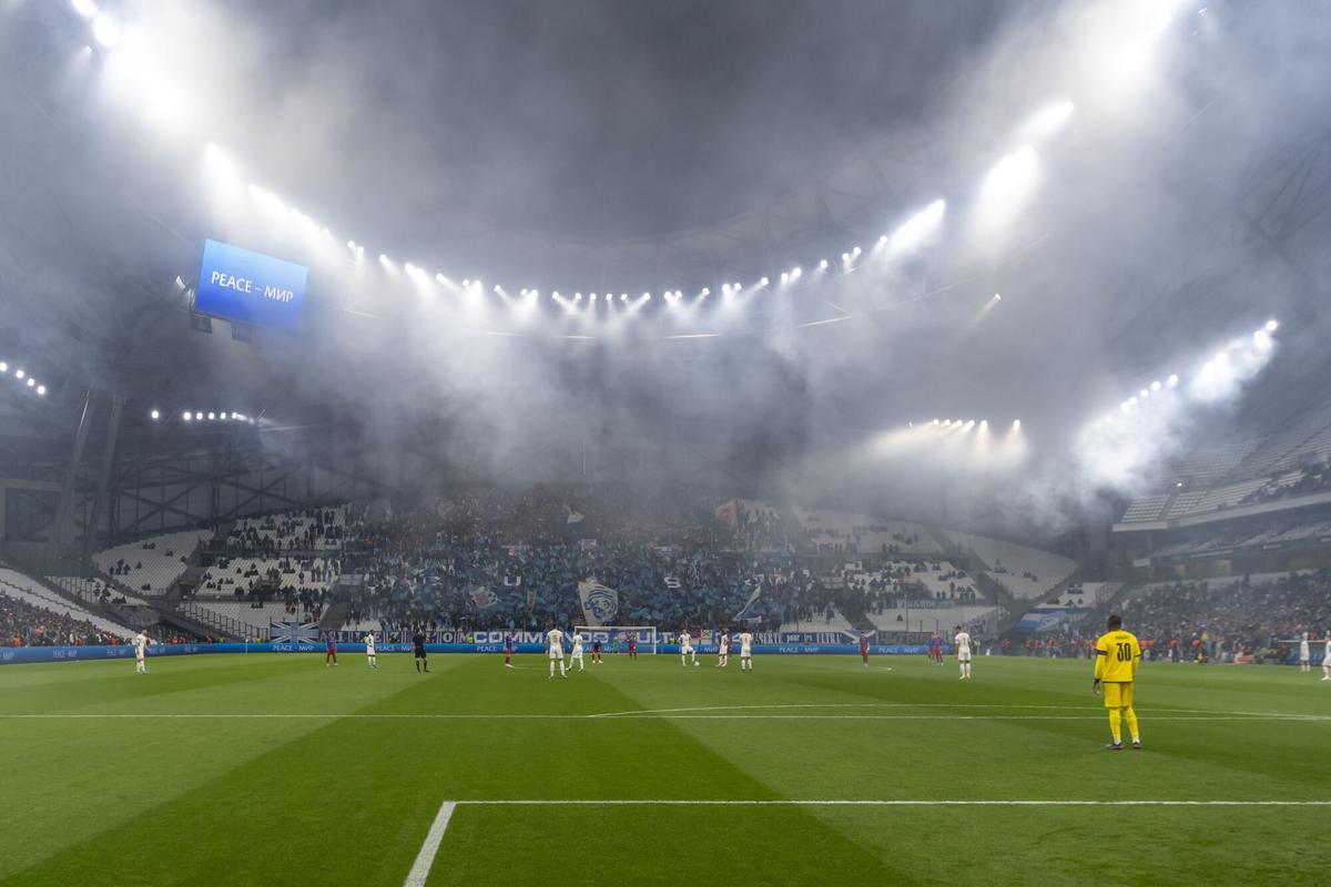 Marseille (France), 10/03/2022.- View of the stadium during the UEFA Conference League round of 16 soccer match between Olympique Marseille and FC Basel 1893 at the Stade Velodrome in Marseille, France, 10 March 2022. (Francia, Basilea, Marsella, Roma) EFE/EPA/GEORGIOS KEFALAS