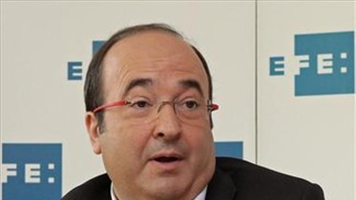 El líder del PSC, Miquel Iceta, durante una entrevista, este sábado.