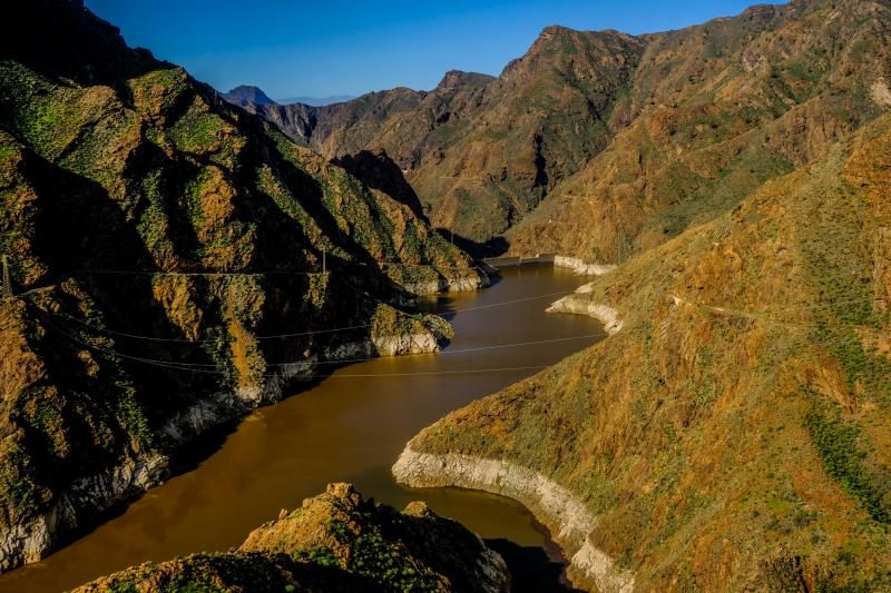 Presas de La Aldea y Artenara tras el paso de Filomena