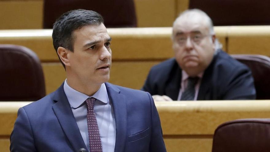 Pedro Sánchez, en una comparecencia en el Senado.