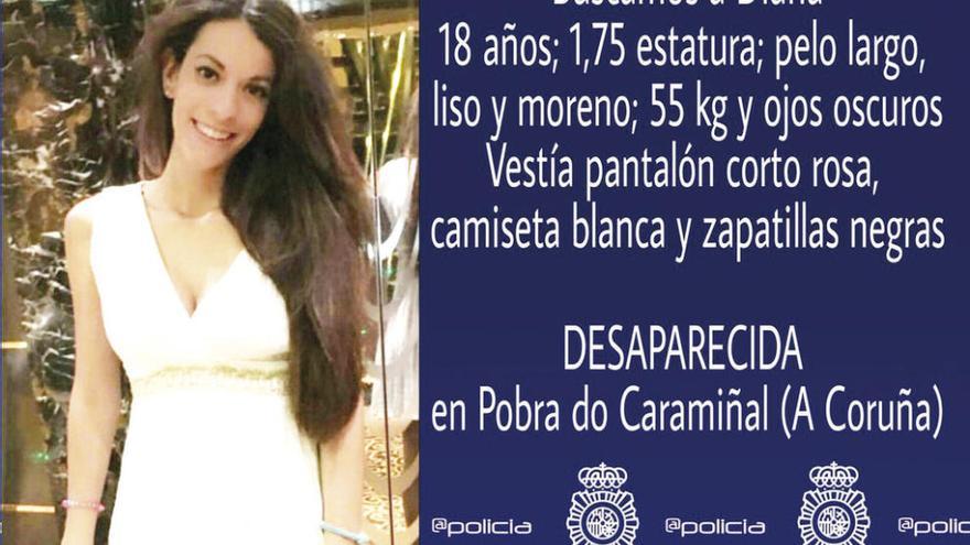 Cartel con los datos de la joven desaparecida, compartido por la cuenta de Twitter de la Policía Nacional. // @policia