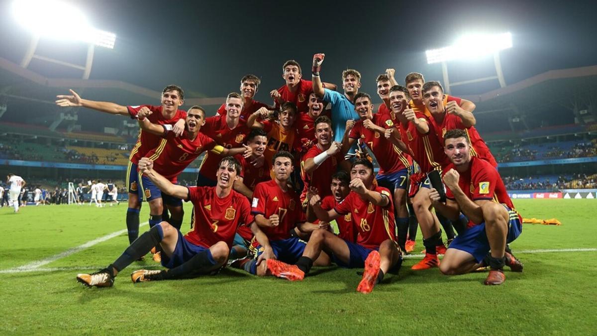 La selección española celebrando el pase a la final en 2017