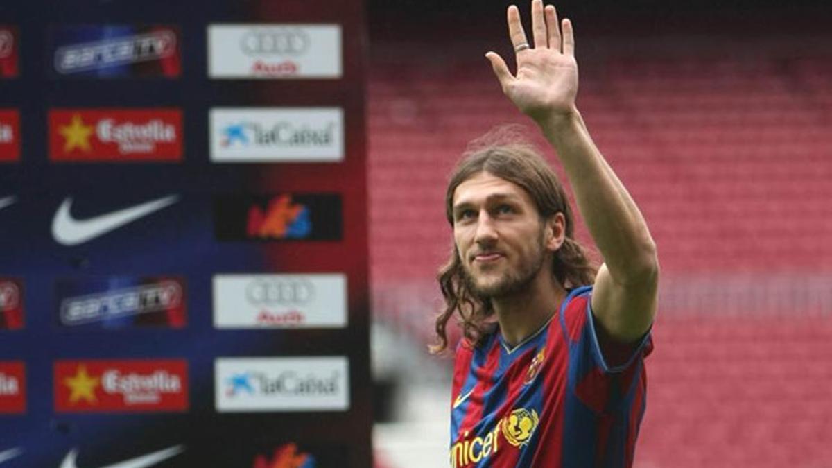 Dmitro Chygrynskiy, el día de su presentación con el Barça