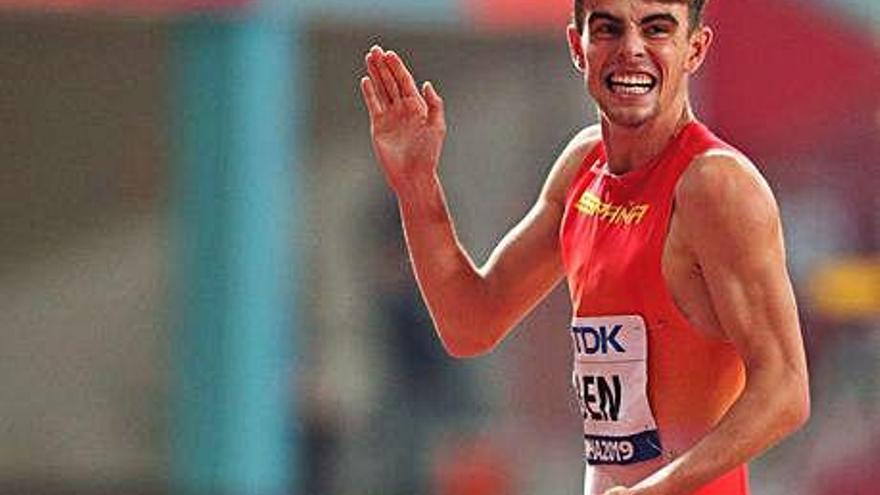 Adrián Ben, tras la disputa de la semifinal de 800, en Doha.