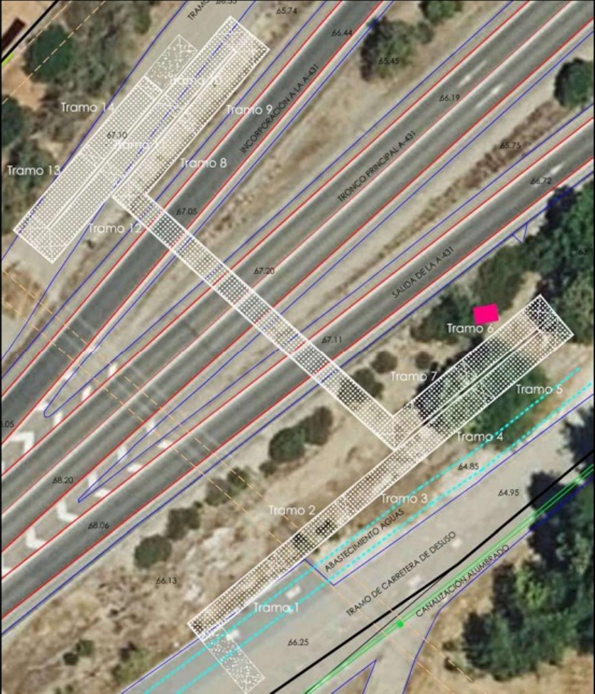 Recreación de la pasarela sobre la A-431 que se recoge en el proyecto.