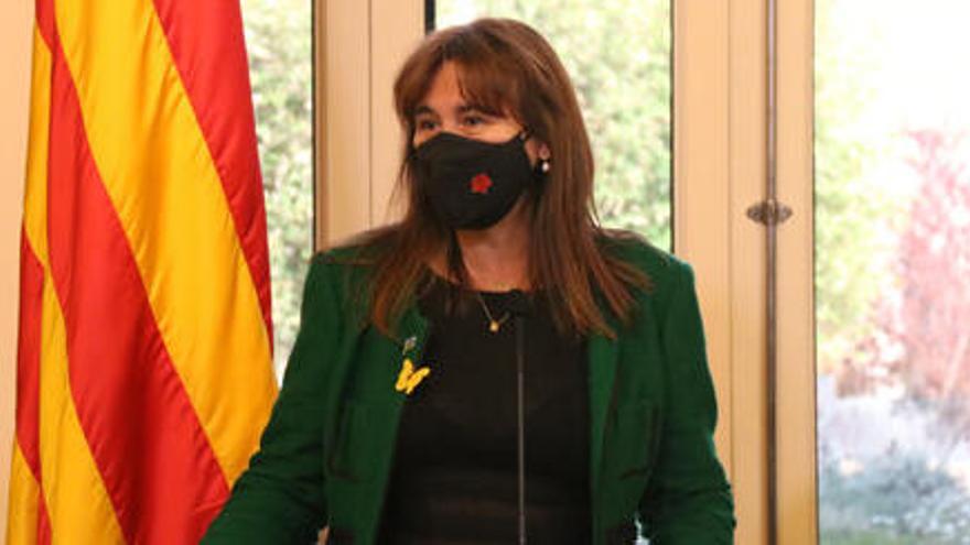 La presidenta del Parlament, Laura Borràs, durant la celebració del Dia Internacional del Poble Gitano al Parlament