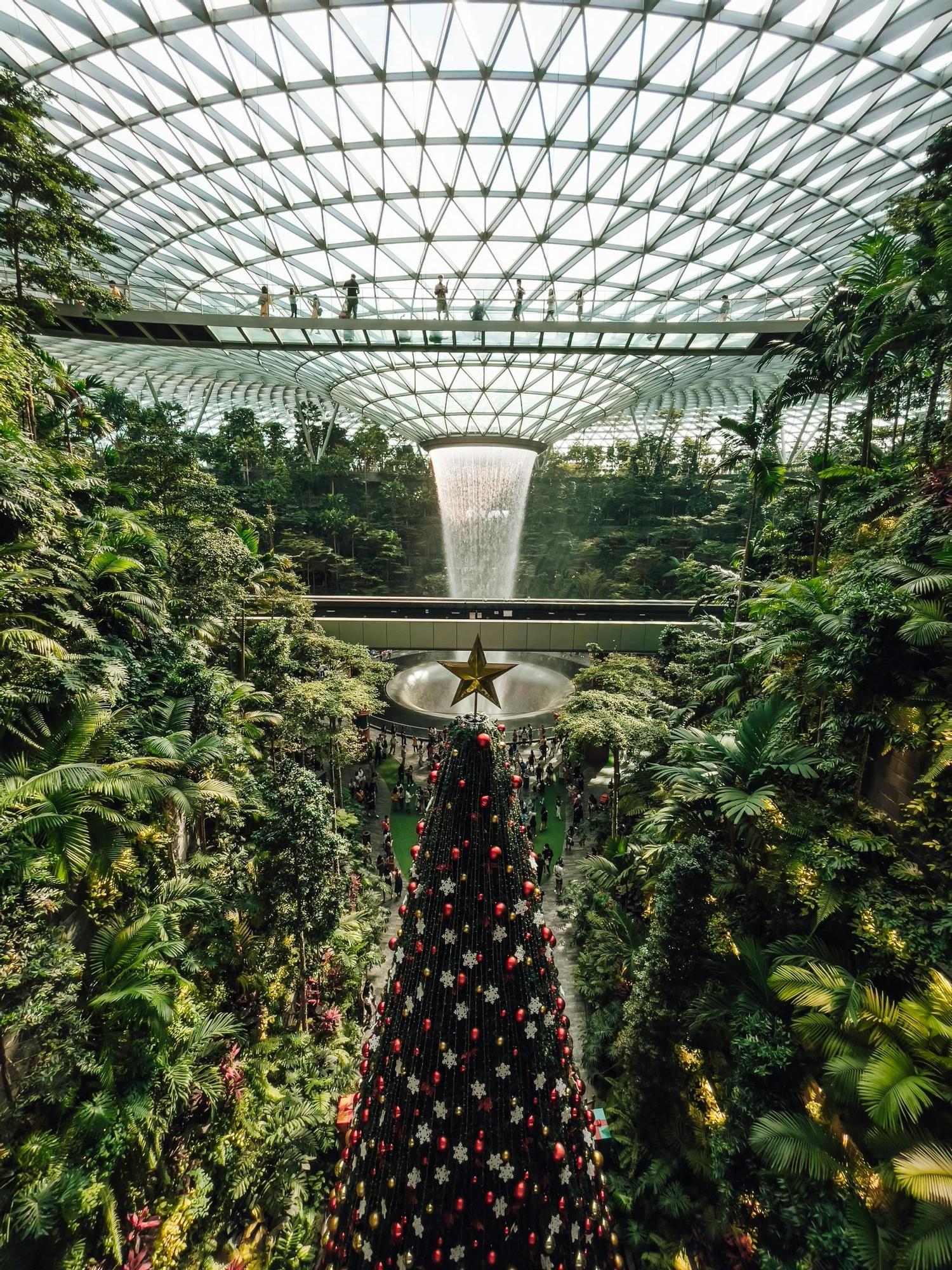 El aeropuerto de Singapur en Navidad