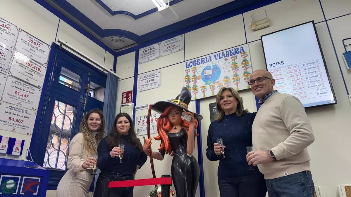 La Bruja de la Suerte reparte casi un millón de euros en Elda con el cuarto premio de la Lotería de Navidad