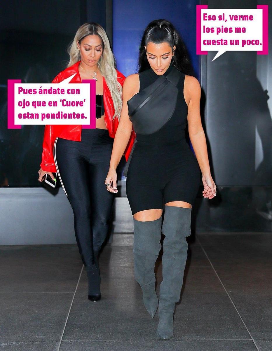 El único pego: Kim Kardashian no se ve los pies al caminar