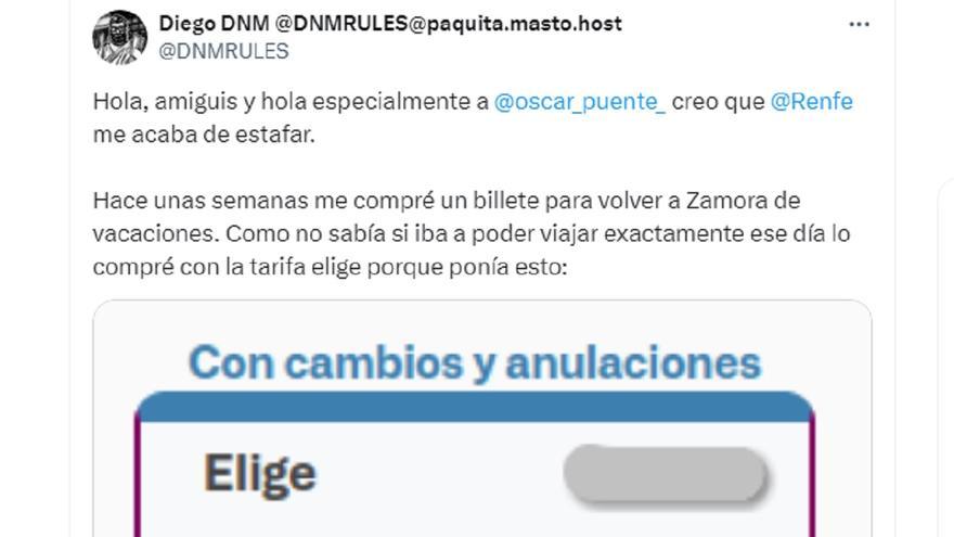 La odisea de un zamorano para cambiar el billete de tren a Zamora: &quot;Creo que Renfe me acaba de estafar&quot;