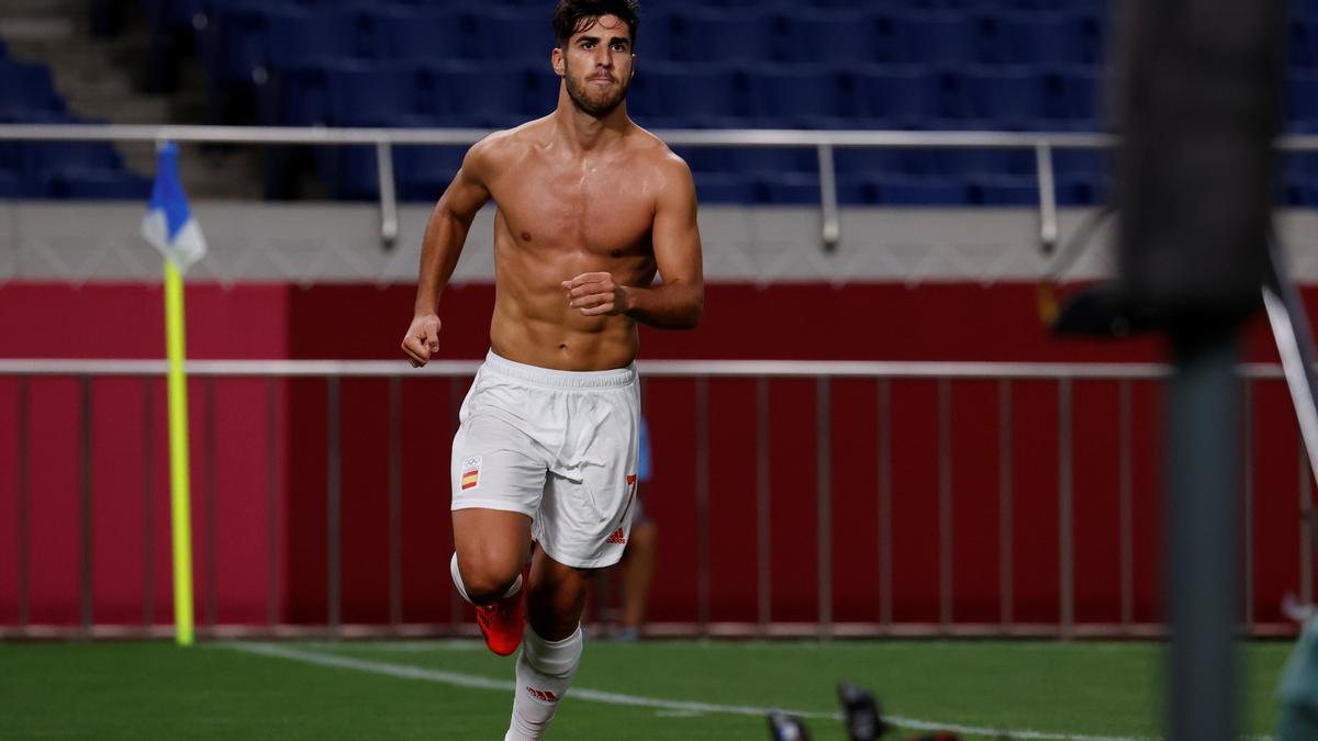 Marco Asensio celebra el gol que ha llevado a España a la final de Tokio 2020