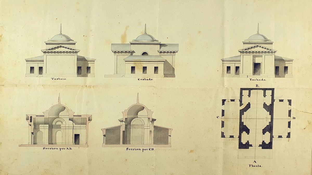 Plano construcción iglesia, 24-3-1835, Juan Bautista Domínguez (AMA).