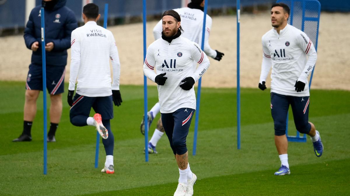 Sergio Ramos, durante el entrenamiento matinal de este viernes 19 de noviembre con el PSG