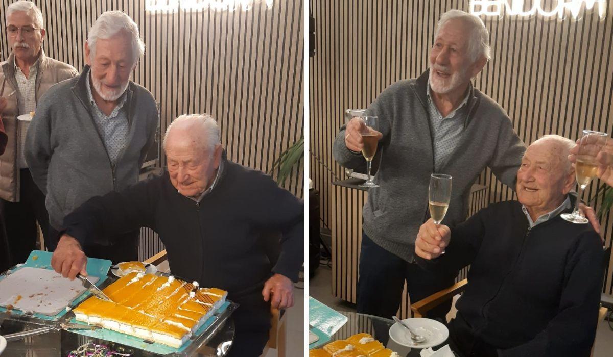 Paulino, con su amigo Emiliano que ejerce de "portavoz" cuando el segoviano no deja la partida.