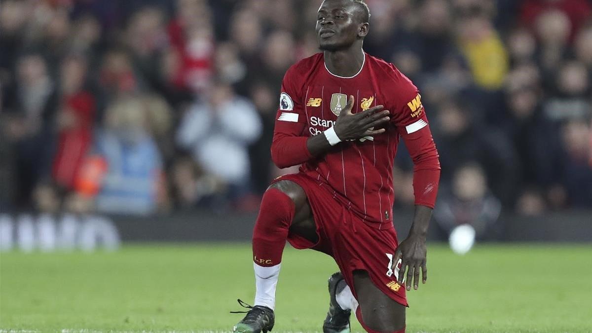 Mane celebra el gol del Liverpool ante el Wolverhampton.