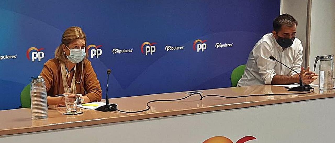 Pepa Luzardo junto al edil Ángel Sabroso ayer en rueda de prensa.