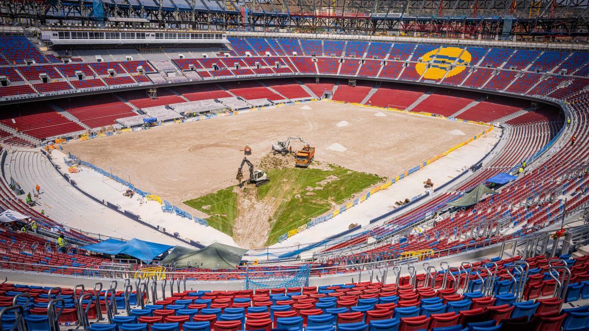 El Spotify Camp Nou ya tiene nuevo césped