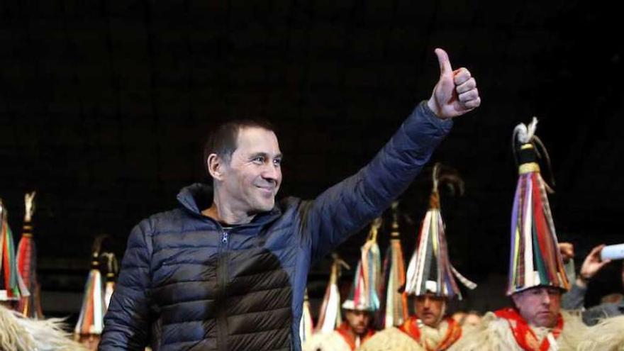 Otegi, en el acto de celebración por su excarcelación. // Efe