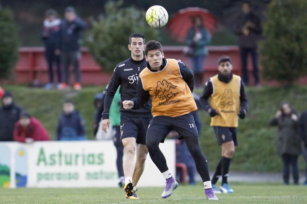 Entrenamiento del Sporting antes del partido contra el Athletic