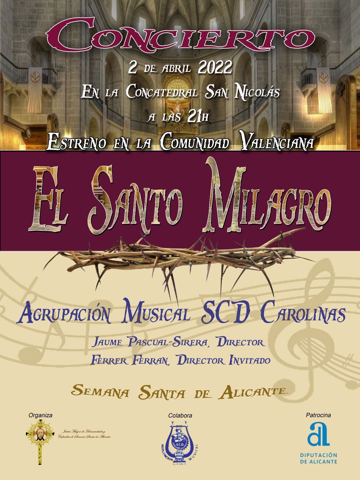 Cartel anunciador del concierto de Semana Santa del sábado en Alicante