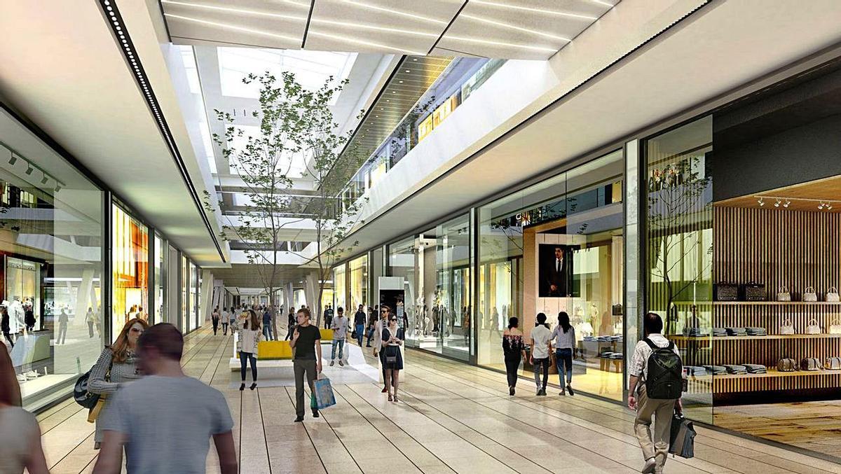 Recreaciones de una de las zonas verdes y del área sénior en la gran plaza de Vialia, con ajedrez, petanca o zona fitness. | // CEDIDAS - VIALIA
