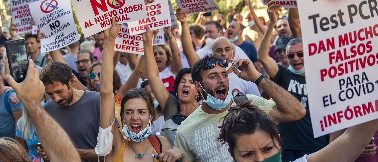 La manifestación antimascarillas de 
agosto en Madrid. Andrea Comas