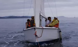 Bautismo de mar en Portonovo