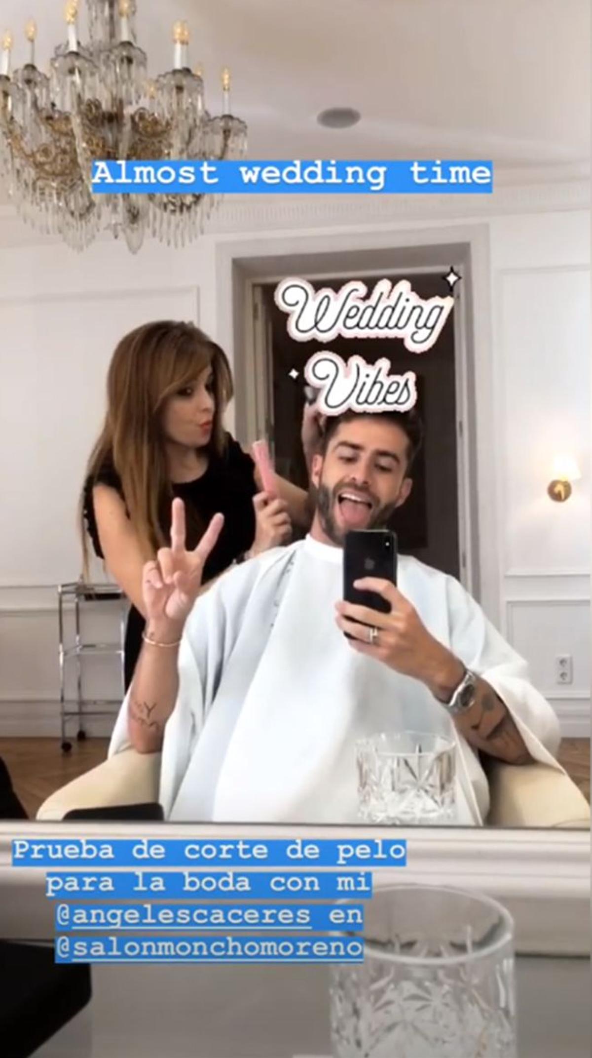 Pelayo Díaz en la peluquería días antes de su boda