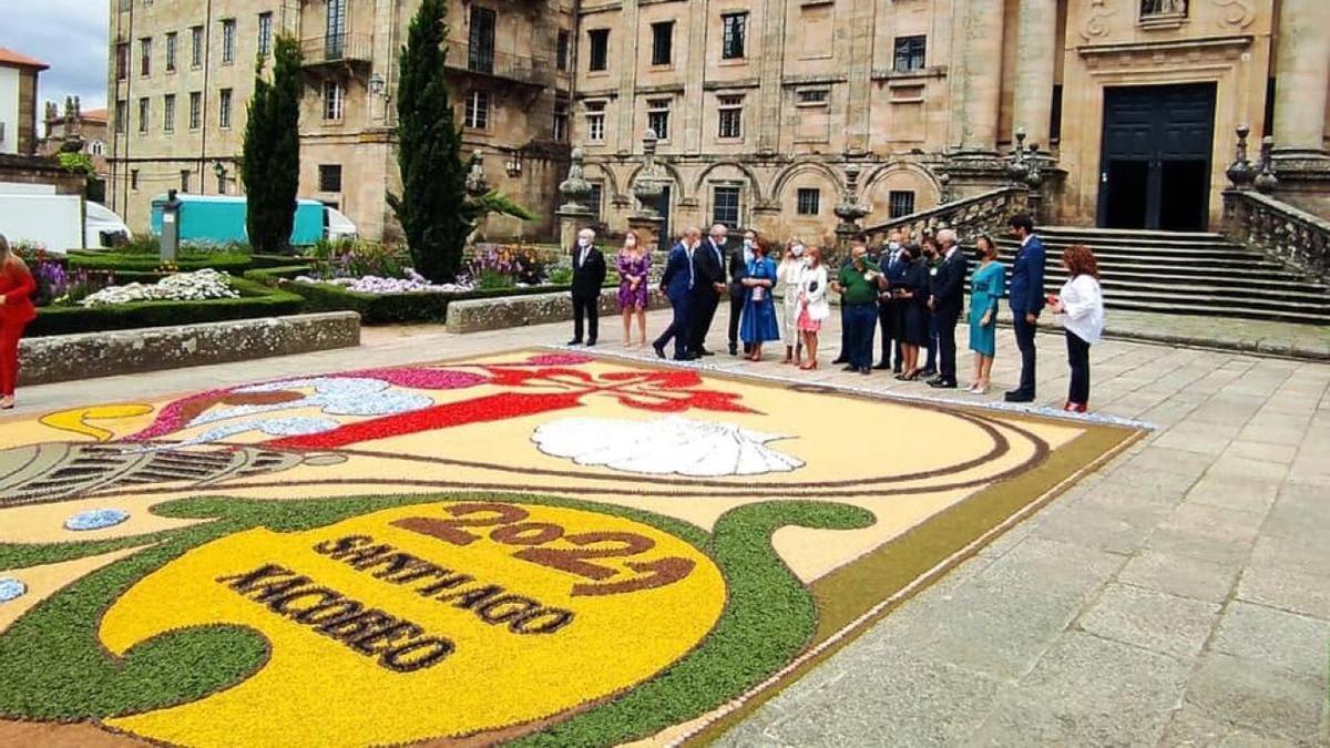 Alfombra realizada en Santiago de Compostela con motivo del Año Jacobeo 2021.