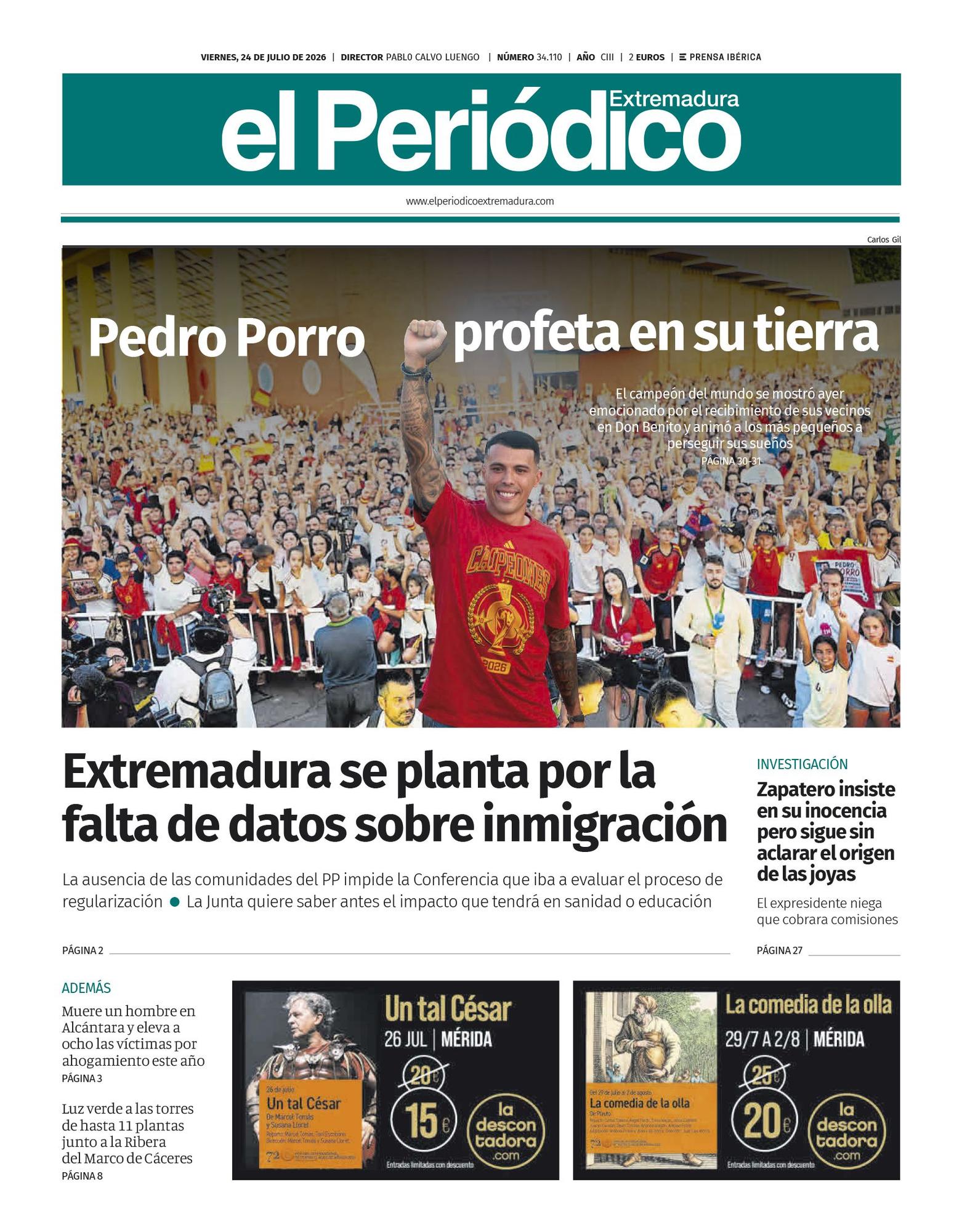 Consulta la portada correspondiente al día 24 de julio de 2026