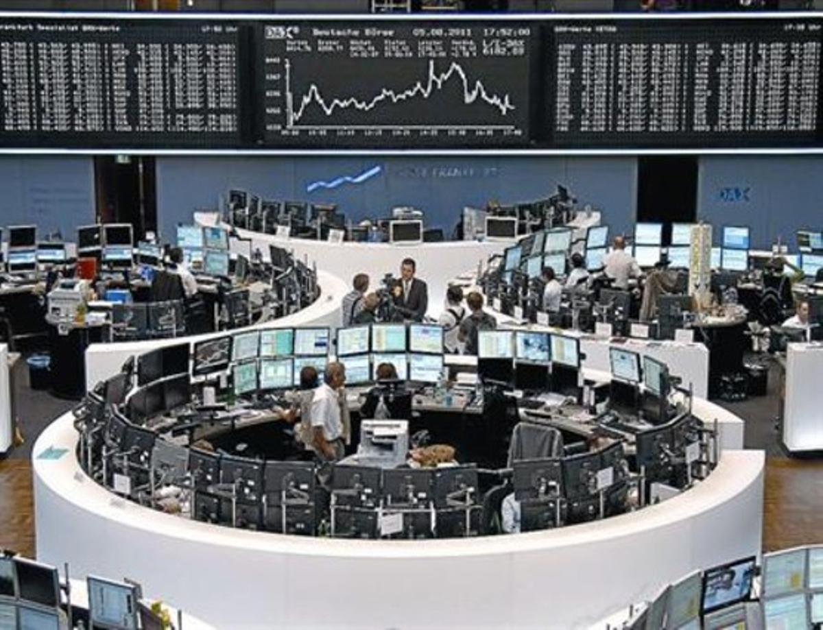 La Borsa de Frankfurt, divendres passat, en un moment de caiguda de l’índex.