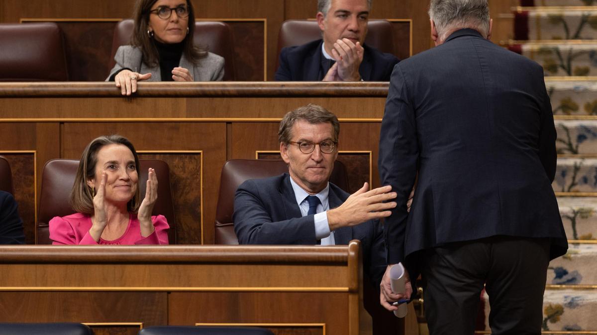 Alberto Núñez Feijóo durante el pleno en el Congreso de este martes.