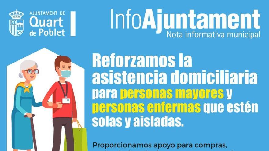 Quart de Poblet refuerza la asistencia domiciliaria para personas mayores