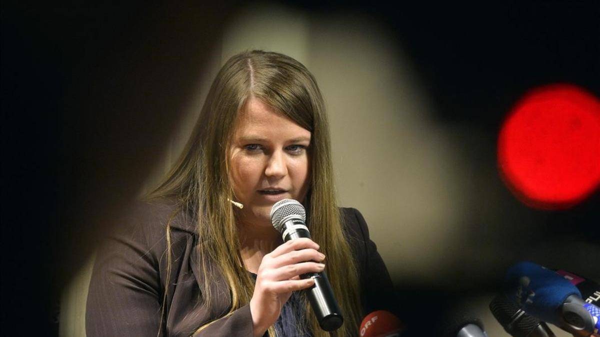 Natascha Kampusch, durante la presentación de su libro.