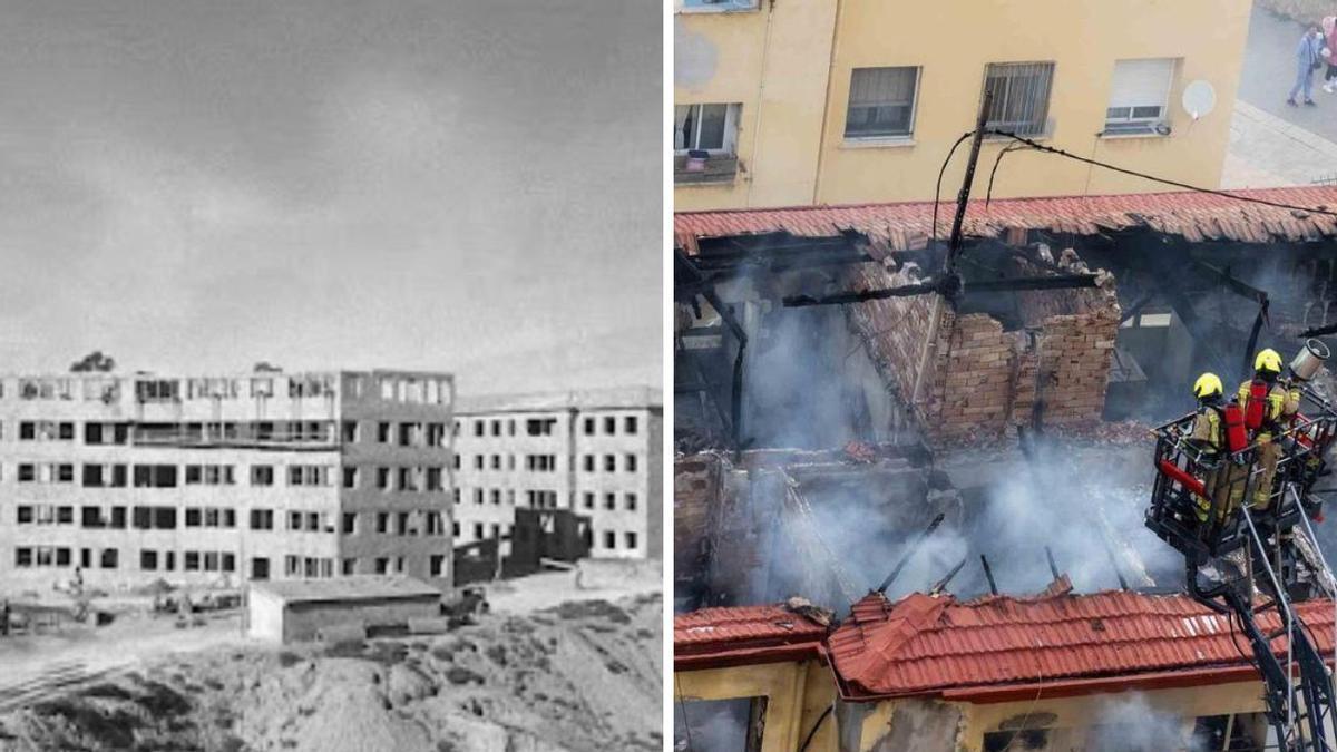 Tres vecinos y seis policías asistidos por inhalación de humo en un incendio que afecta a cinco viviendas en el barrio Miguel Hernández de Alicante