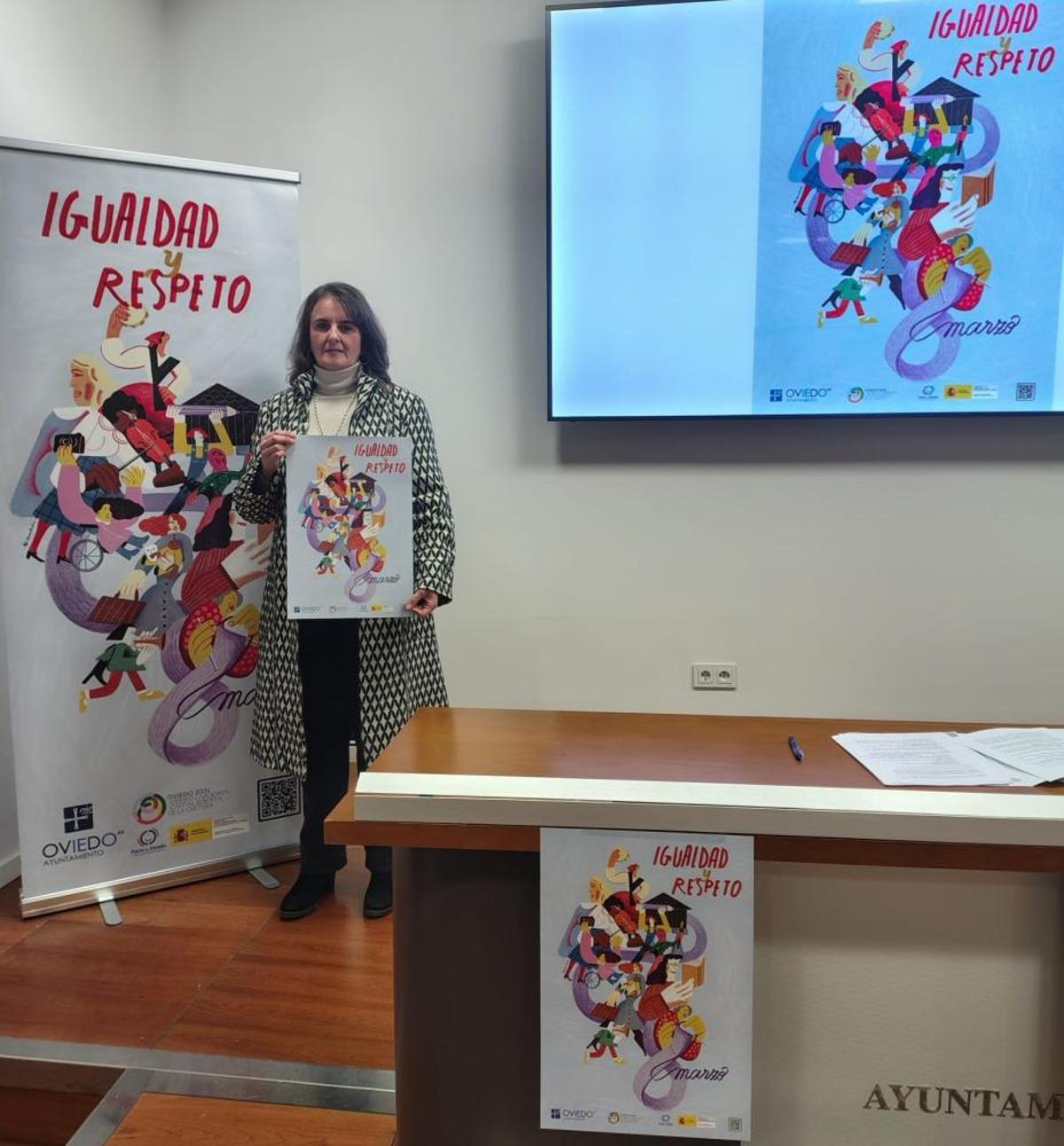 María Velasco durante la presentación del programa del 8M.